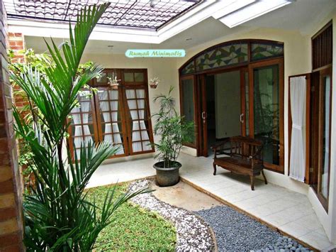 desain teras rumah minimalis batu alam taman hias