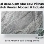 Infografis batu alam abu abu andesit untuk hunian modern industrial Sinergi Stone