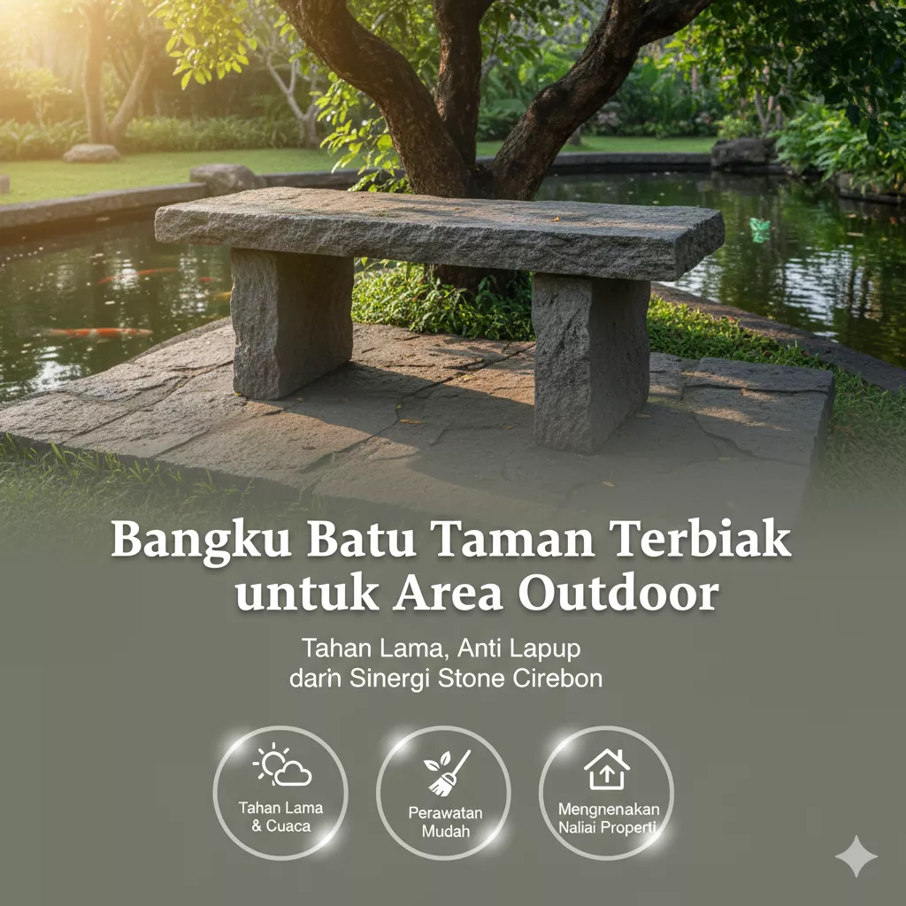Infografis bangku batu taman andesit terbaik Sinergi Stone untuk outdoor